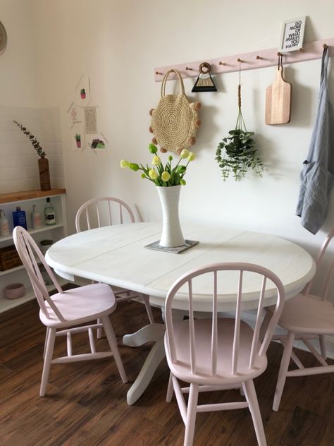 Pink Dining Table, Pink Apartment, Wishbone Chair, Dining Table, Apartment, Bedroom, Pink, Furniture, Home Decor