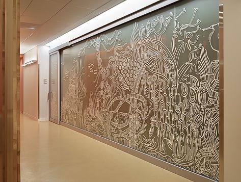 Hospital Art, Hallway Artwork, Project Summary, Playroom Mural, Children's Clinic, Hallway Art, Healthcare Architecture, Hospital Interior, Room Of One's Own