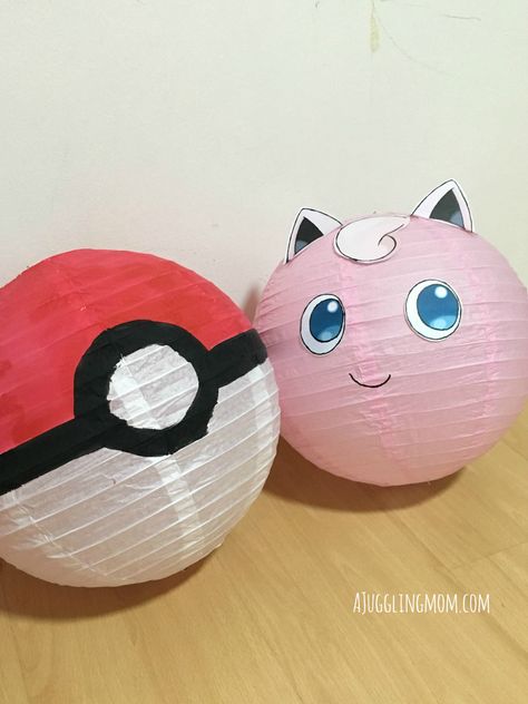 Pokemon Paper Lanterns, Surprise Pokemon, Pokemon Light, Pokemon Themed Party, Lantern Crafts, Kid Surprise, Pokemon Room, Baby Pokemon, Pokemon Ball