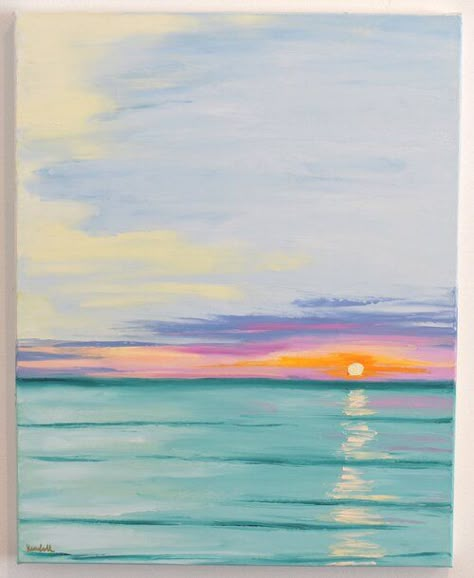 Tropical Sunset Painting, Beach Canvas Paintings, Easy Acrylic Painting Ideas, Jackson Ms, Easy Acrylic Painting, Acrylic Painting Flowers, Simple Canvas Paintings, Watercolor Sunset, Summer Painting