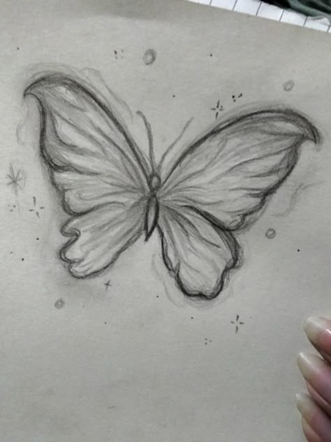 Drawings Ideas Butterfly, Cute Butterfly Sketch, Butterfly Body Drawing, Butterfly Drawing Ideas Creative, Drawings For Small Sketchbook, Art Drawings Sketches Simple Nature, Nature Drawing Ideas Easy, Pencil Art Drawings Butterfly, How To Draw A Butterfly Easy