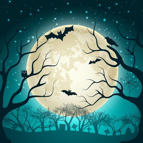 Halloween Party Poster, Witch Silhouette, Image Halloween, Halloween Backdrop, Muslin Backdrops, Night Background, Halloween Greetings, Magic Forest, Moon Illustration