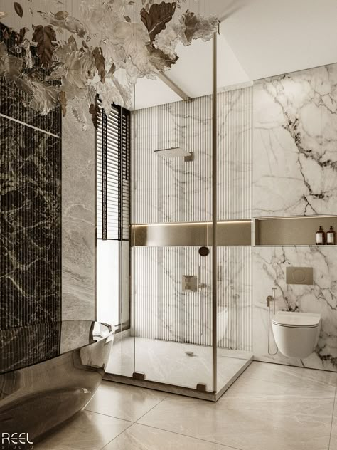 Toilet Interior Design Modern, Neo Classical Bathroom, Toilet Counter, Hotel Bathroom Design Luxury, Luxury Washroom Design, Luxury Toilet Design, Washroom Designs, Luxurious Bathroom Design, Behance Interior