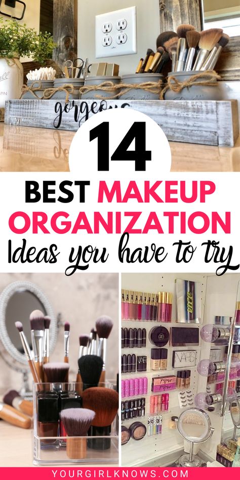 14 best Makeup organization ideas to declutter and organize makeup Organization Makeup Drawer, Shelves For Makeup Vanity, Makeup Organization No Vanity, Closet Makeup Organization, Makeup And Jewelry Vanity Storage Ideas, Makeup Table Organization Small Spaces, Organizing Makeup Brushes, Make Up Organization Ideas Diy, Makeup Vanity Organization Ideas Bedroom