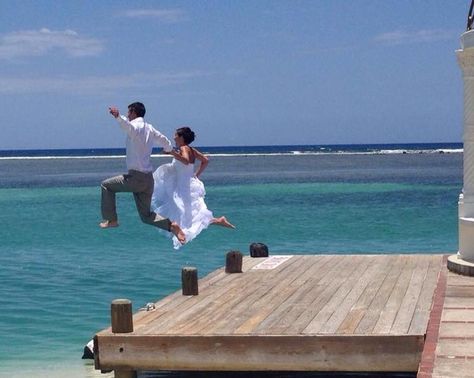 Fun Wedding Photos, Pool Wedding, Reception Photography, Wedding Reception Photography, Ocean Wedding, Montego Bay Jamaica, Wedding Exits, Running On The Beach, Montego Bay