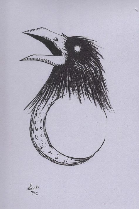 How To Draw Raven Birds, Crow Art Drawing, Raven Drawing Simple, Raven Drawing Sketch, Crow Drawing Sketch, Crow Drawing, Open Mouth Drawing, Steampunk Art Drawing, Crows Drawing