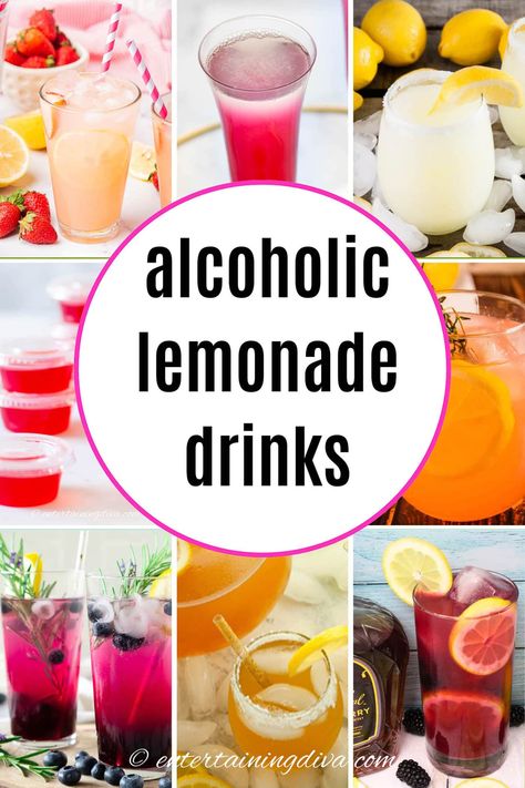 10 Easy Alcoholic Lemonade Drinks That Are Perfect for Summer Cookout Drinks Alcohol, Lemonade Drinks With Alcohol, Easy Summer Alcoholic Drinks, Alcoholic Lemonade Drinks, Cookout Drinks, Summer Vodka Drinks, Sweet Alcoholic Drinks, Lemonade Cocktail Recipe, Summer Drinks Alcohol Recipes