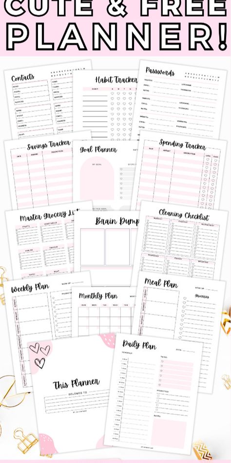 Free Digital Planner Templates Mom Planner Printables Free, Girly Planner, Free Planner Pages, Get Productive, Free Planner Templates, Daily Planner Printables Free, Study Planner Printable, Student Planner Printable, Household Binder