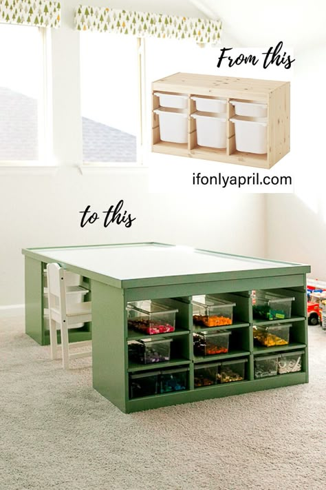 Diy Lego Table, Lego Table Ikea, Lego Table Diy, Kids Play Table, Table Ikea, Diy Lego, Lego Table, Boys Playroom, Basement Playroom