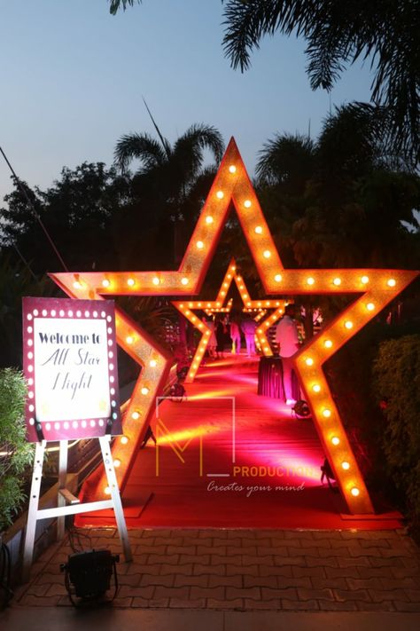 Designed by #msquareproductionsindia Carnival Entrance Arch, Star Entrance, Carnival Entrance, Event Entrance Arch, Entrance Arch, Post Prom, Event Entrance, Social Event, Carnival Themes