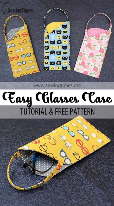 How To Make A Sunglass Case, Sunglasses Pouch Pattern, How To Sew Eyeglass Case, Sunglasses Pouch Diy, Glasses Pouch Diy, Glass Cases Pattern, Sunglasses Case Sewing Pattern, Eye Glass Case Pattern, Sew Glasses Case