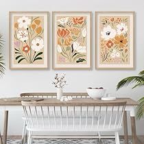 Womens Bedroom Wall Decor, Art For Behind The Couch, Above Couch Wall Decor Apartment, Boho Floral Art, Mcm Artwork Wall Art, Three Photos On Wall, Living Room Wall Prints, Modern Farmhouse Artwork Wall Decor, Over Couch Wall Decor