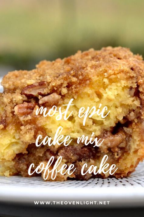 White Cake Mix Coffee Cake, Coffee Cake Casserole, Dump Coffee Cake Recipes, Coffee Cake Cake Mix Recipes, Box Cake Mix Recipes Breakfast, Coffee Cake Dump Cake, Cake Mix Apple Coffee Cake, Coffee Cake Using Yellow Cake, Box Cake Mix Coffee Cake