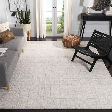 Amazon.com: SAFAVIEH Abstract Collection Area Rug - 8' x 10', Ivory & Beige, Handmade Wool & Viscose, Ideal for High Traffic Areas in Living Room, Bedroom (ABT141D) Living Room White Couch, White Couches, Living Room White, Abstract Rug, Menu Furniture, Beige Rug, Ebern Designs, Home Textile, Colorful Rugs