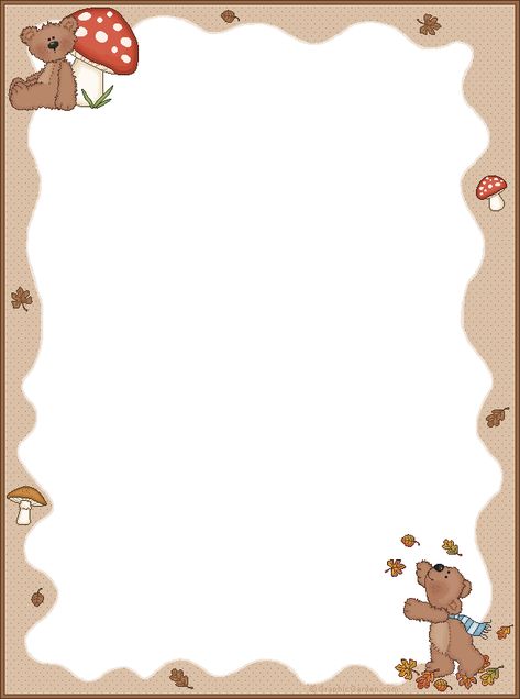 Bears & Mushroom Border Envelope Template Printable, Memo Pad Design, Education Poster Design, Colorful Borders Design, Writing Paper Printable Stationery, Free Printable Stationery, Baby Art Projects, Family Flowers, Certificate Design Template