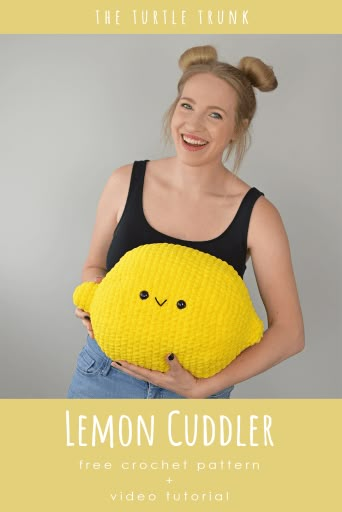 Lemon Pillow, Crochet Eyes, Crochet Cushion Cover, Crochet Cushion, Crochet Pillow Pattern, Crochet Plushies, Pillow Crochet, Crochet Pillows, Crochet Design Pattern