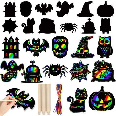 Halloween Party Favors Halloween Magic   Paper - Temu Kids Halloween Treats, Halloween Class Party, Magic Rainbow, Halloween Treats For Kids, Halloween Games For Kids, Scratch Paper, Halloween Party Favors, Halloween Magic, Halloween Crafts For Kids