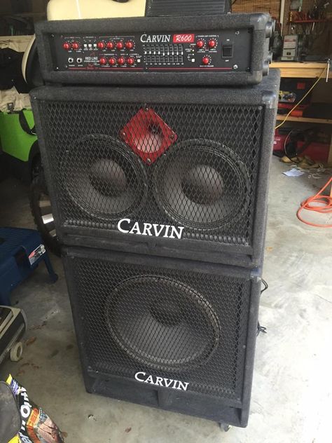 Carvin bass rig Bass Amp Settings, Bass Rigs Setup, Amp Cabinet Guitar, Jam Room, Guitar Pedal Board, Speaker Cab, Diy Guitar Amp, Precision Bass Fender, Orange Bass Amp