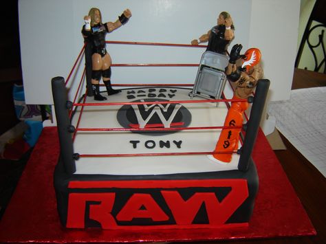 - MADE THIS CAKE FOR MY 10 YEAR OLD GRANDSON'S  BIRTHDAY, CAKE SIZE 2 12" X 12" CAKE, STRAWBERRY WITH STRAWBERRY FILLING. ALL IN FONDANT. Wwe Cake Ideas, Hombre Cake, John Cena Birthday, Wrestling Birthday Cakes, Wwe Birthday Cakes, Wwe Cake, Wrestling Birthday Parties, Wrestling Cake, Wrestling Birthday