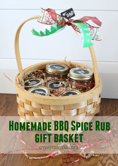 Diy Bbq Rub, Spice Gift Basket, Bbq Gift Basket, Holiday Cookie Gift, Homemade Rubs, Spice Rubs, Bbq Kit, Bbq Spice, Diy Food Gifts