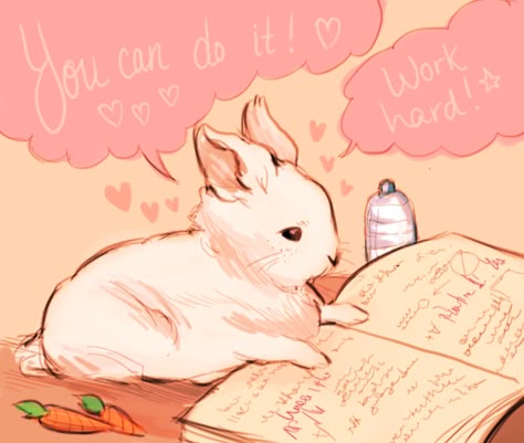 Study Bunny, Inspirational Animal Quotes, Cute Animal Quotes, Arte Do Kawaii, Charmmy Kitty, Bunny Art, Cute Animal Drawings, Animal Quotes, What’s Going On