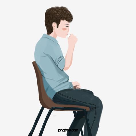 Boy Sitting Drawing, Chair Drawing, Profile Drawing, Sitting Chair, Sitting Posture, Preventative Health, Man Sitting, Cartoon Boy, Person Sitting