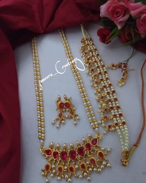 *30 inch Tanmani With Earring And Chinchpeti. Price ₹.600/- Free Shipping* June 19, Jewelry Collection, Free Shipping, On Instagram, Quick Saves, Instagram