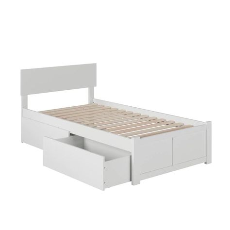 White Twin Bed Frame With Storage, Twin Size Bed With Drawers, Trundle Bed With Drawers, Bed Frames Twin Size, White Bed With Drawers, Cute Bed Frames Twin, White Bed Frame Twin, Twin Bed With Storage Underneath, Xl Twin Bed Frame