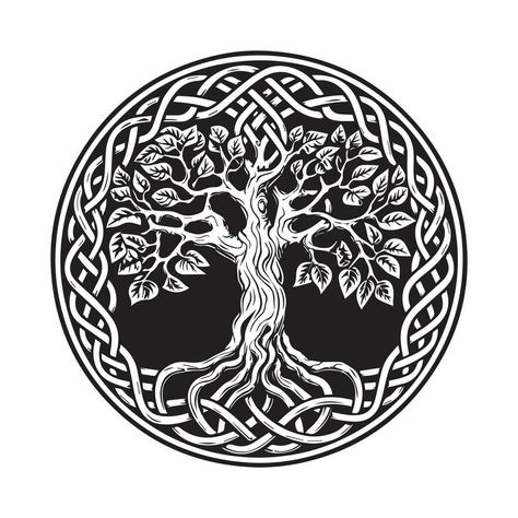 Celtic tree of life decorative Vector ornament, Tattoo sketch. Grunge vector illustration of the Scandinavian myths with Celtic culture. Celtic Knot Tree, Ornament Tattoo, Celtic Triangle, Scandinavian Tattoo, Celtic Animals, Celtic Ornaments, Celtic Tattoo, Mythical Dragons, Scandinavian Pattern