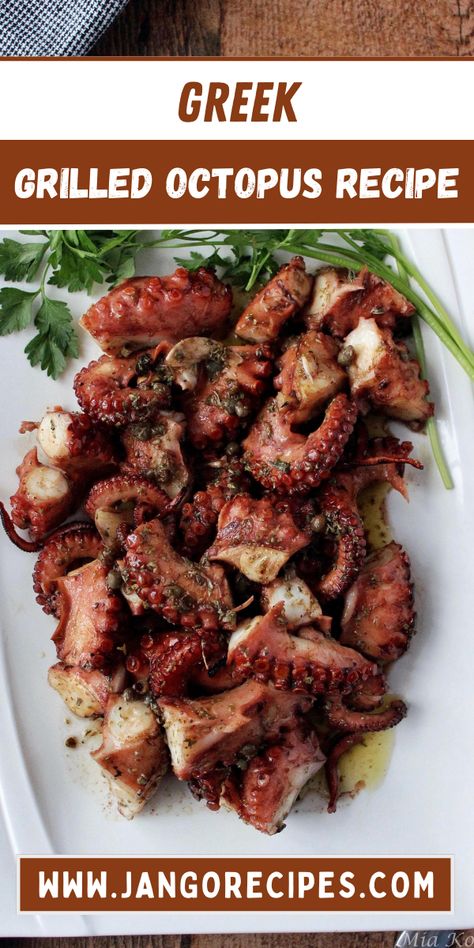 I'm here to reveal my favorite Greek Grilled Octopus Recipe which is one of the famous dishes from Greek cuisine. Grilled Octopus Marinade, Grilled Octopus Recipe Greek, Grilled Octopus Recipe, Greek Octopus, Octopus Recipe, Healthy Seafood Dishes, Recipes Grill, Famous Dishes, Octopus Recipes