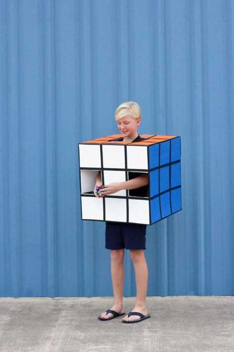 Rubiks Cube Halloween Costume, Rubix Cube Costume Diy, Rubik’s Cube Costume, Ice Cube Costume, Rubix Cube Costume, Rubiks Cube Costume, Church Halloween Party, Rubicks Cube, 80s Halloween Costumes