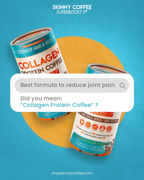 Experience the fantastic benefits of Collagen Protein Coffee, a delicious blend that improves your overall well-being and makes you feel young!  Start your day with a delicious sip that boosts energy, promotes weight loss, and helps maintain a youthful, glowing look. ☕🌟  🌐 www.skinnycoffeesuperboost.com/collagen   #skinnycoffeeboost #skinnycoffeeboostusa #coffesuplement #bestcoffeesuplement #collagenproteincoffee #skinnycoffee #feelgoodfuel #optimalhealthchoices #revitalizeyourroutine Collagen Social Media Design, Supplements Ads, Protein Shake Benefits, Supplement Ads, Benefits Of Collagen, Organic Drinks, Supplements Packaging, Fit Tea, Coffee Hair