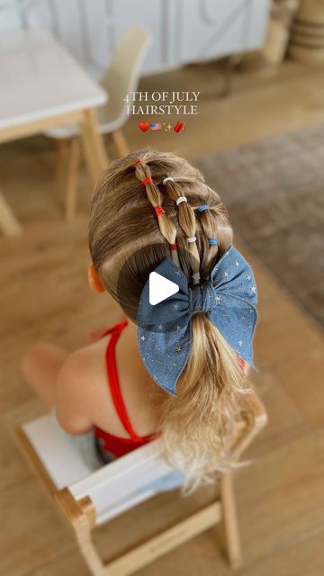 Camilla Thurman on Instagram: "4th of July hairstyles have begun 👏🏼🇺🇸❤️✨🧨 And GET READY because we have a lot coming your way. I honestly couldn’t control myself! I am stopping myself at 10 🙃 It’s my favorite holiday to begin with and it’s the best excuse to have cute & fun hair!   Comment HAIR and I will send you a DM to shop these cute 4th of July hair accessories needed to create this same look and this red tank top!   Tag me when you give this a try!  Would also be so cute with other cute colored elastics for everyday.   Inspo from @hairystylesforkids   #girlshair #4thofjuly #4thofjuly🇺🇸🇺🇸 #4thofjulyhair #redwhite #redwhiteandblue #redwhiteandbluehair #colorfulelastics #girlshairstyles #girlshairstyles #girlshairideas #fourthofjuly #fourthofjuly🇺🇸 #fourthofjulyoutfit #fourt Fourth Of July Kids Hairstyles, Patriotic Hairstyles, 4th Of July Hairstyles, July Hairstyles, 4th Of July Hair, Hello Wallpaper, Red Tank Top, Good Excuses, Fun Hair