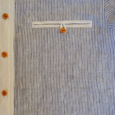 Double welt pocket with looped button closure - Handmade by Carolyn Double Welt Pocket, Sewing Pockets, Alt Clothing, Sewing Details, Furniture Gallery, Sewing 101, Shirt Pocket, Couture Mode, Couture Details