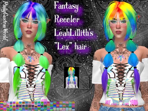 Ts4 hair Ts4 Cc Rainbow Hair, Ts4 Rainbow Hair, Sims 4 Cc Multicolor Hair, Sims 4 Cc Hair Recolor, Sims 4 Rainbow Hair Cc, Sims 4 Cc Scene Hair, Sims 4 Rainbow Hair, Curly Purple Hair, Clown Hair