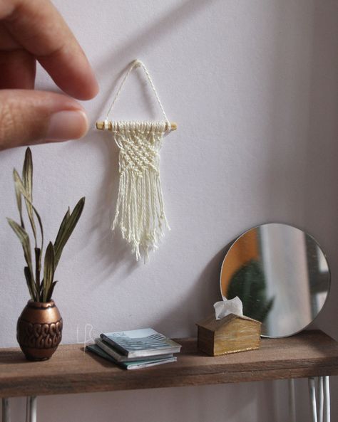 Dollhouse Wall, Doll House Plans, Hang Art, Mini Macrame, Modern Dollhouse, Hanging Plant, Handcrafted Art, Room Box, Acrylic Sheets