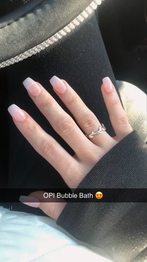 Coffin Short French Nails, French Tip Pedicure No Acrylic, London Wants More Opi, Frosted Nails, Opi Bubble Bath, Opi Nail Polish Colors, Opi Gel Nails, Nails Care, Sheer Nails