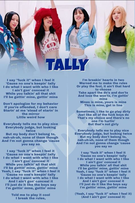 Tally Song Blackpink, Tally Blackpink Lyrics Wallpaper, Tally Blackpink Lyrics Video, Tally Blackpink Lyrics, Blackpink Song Lyrics Wallpaper, Tally Lyrics, Black Pink Song Lyrics, Blackpink Songs Lyrics, Tally Blackpink