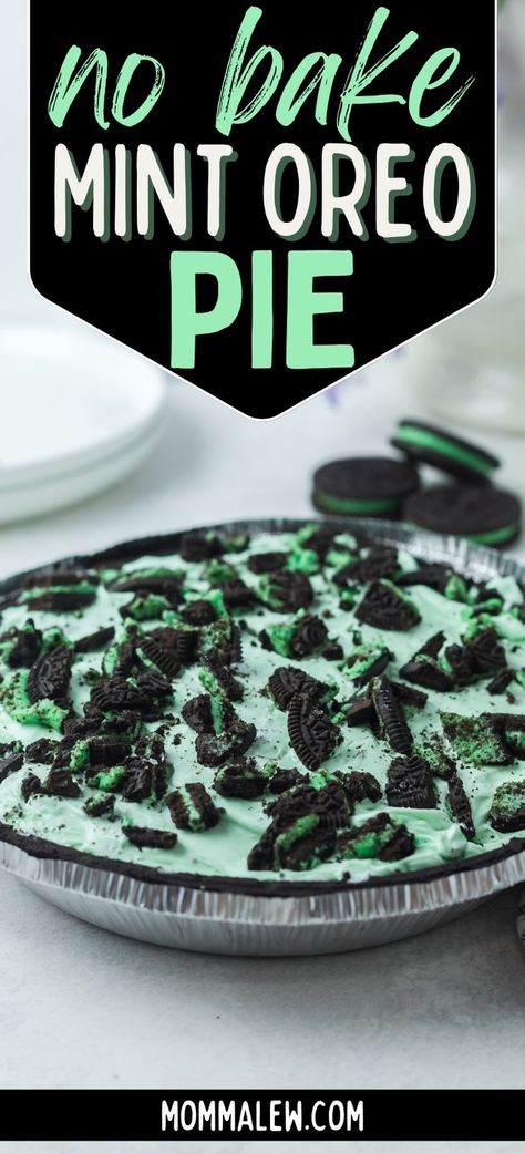 mint oreo pie Oreo Pie Recipe, Mint Desserts, Oreo Filling, Oreo Pie, Creamy Pie, Green Desserts, Mint Oreo, Mint Recipes, Oreo Recipes