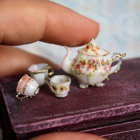 Ceramic Teapot Set, Mini Tea Set, Miniature Pottery, Teapot Set, Miniature Tea Set, Miniature Kitchen, Miniature Crafts, Miniature Houses, Mini Things