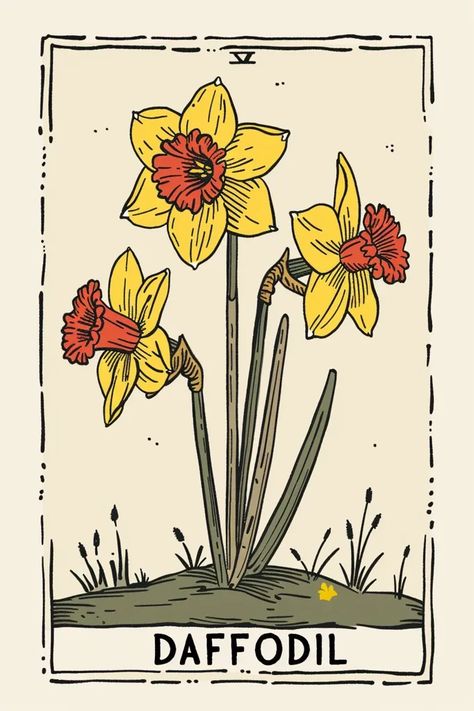 The daffodil is a flower that symbolizes rebirth and new beginnings. It is a bright and cheerful flower that is often associated with spring ->> more details in ai-img-gen.com Daffodil Flower Illustration, Dafadills Flowers, Daffodil Flower Aesthetic, Daffodil Illustration, Random Prompts, Daffodil Flowers, Daffodil Tattoo, Studio Branding, Branding Shoot