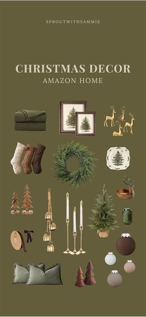 Christmas Trends 2024/2025 Decor, Simple Minimalist Christmas Decor, Green Brown Christmas Decor, Green And Brown Christmas Decor, Holiday Decor Aesthetic, Unisex Apartment, Luxury Christmas Aesthetic, Sunroom Christmas, Aesthetic Beige Brown