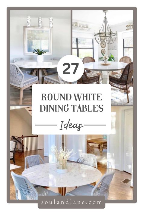 Immerse yourself in the elegance of round white dining tables, a versatile centerpiece that complements any room's decor. Delve into the charm of these tables, offering inspiration on how to accessorize and style them for a fresh, inviting look. From classic to contemporary settings, learn how a simple white table can unify diverse elements, creating a space that welcomes gatherings and intimate meals alike. Elevate your dining experience with the beauty of simplicity. White Dining Table Styling, Round Dining Table Styling, White Round Kitchen Table, Marble Dining Table Decor, Round Kitchen Table Decor, Round White Table, Dining Room Styling, White Dining Room Table, Round Dinning Table