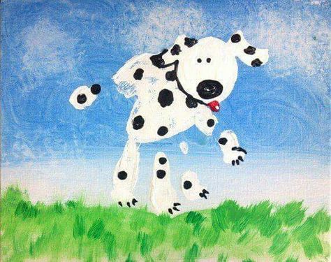 Dalmatian handprint Puppy Handprint Art, Dog Handprint Art, Dog Hand Print, Handprint Dog, Foot Print Art, Handprint Ideas, Hand Print Art, Print Crafts, Dog Craft