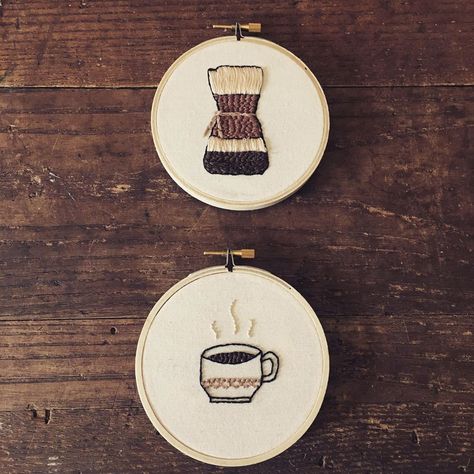 Aubrey Dunkelberger’s Instagram post: “Oh coffee... • • • #embroidery #coffee #hoopart #localartist #punchneedle #punchneedleembroidery #hoopartist #homedecor #embroideryart…” Coffee Hand Embroidery, Embroidered Coffee Cup, Embroidery Coffee Cup, Coffee Embroidery Designs, Coffee Embroidery Patterns, Embriodary Design Ideas, Coffee Cup Embroidery, Grandma Hobbies, Embroidery Icons