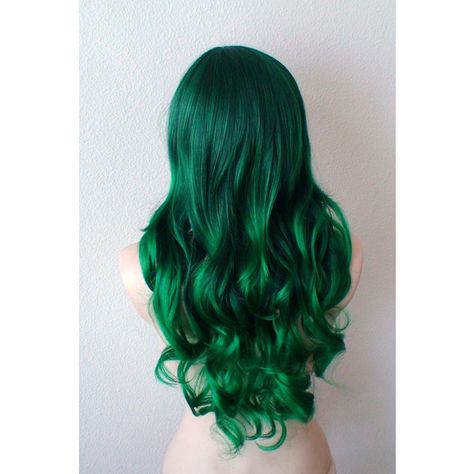 Curly Hair Side Bangs, Hair Caramel, Black Hair Ombre, Hair Bleaching, Ombre Wig, Wig Curly, Green Wig, Yellow Ombre, Green Cap