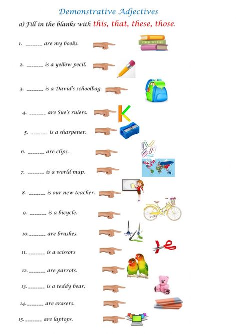 Demonstratives Worksheet, Demonstrative Adjectives, Adjectives Exercises Worksheets, Adjective Worksheet For Class 2, Grade 2 Adjectives Worksheet, Demonstrative Pronouns Worksheet, Demonstrative Adjectives Worksheet, Adjective Degrees Worksheet, English Poems For Kids