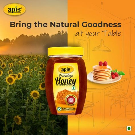 Experience the goodness of 100% natural and pure honey now from your nearest stores, Amazon or Flipkart and make your days even healthier. #ApisHoney #Winters #HealthyEating #HealthyLiving #PureHoney #NaturalHoney Honey Social Media Post, Honey Creative Ads, Honey Ads, Honey Facts, Oil Ads, Logo Bee, Instagram Poster, Honey Water, Digital Ads