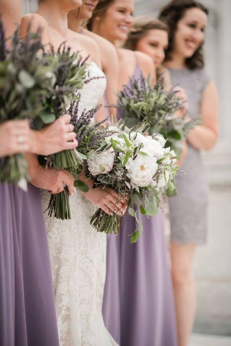 Lavender Inspired Wedding, French Lilac Wedding, Lavendar Wedding Centrepiece, Lavender Arch Wedding, Light Grey Groom Suit, Dusty Lavender Wedding, Dusty Lavender Bridesmaid Dresses, Chateau Wedding Decor, French Lavender Wedding