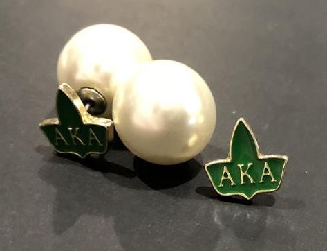 Ivy Earrings, Green Shirts, Sorority Jewelry, Large Pearl Earrings, Divine Nine, Aka Sorority, Greek Gifts, Alpha Kappa Alpha Sorority, Wear Pearls